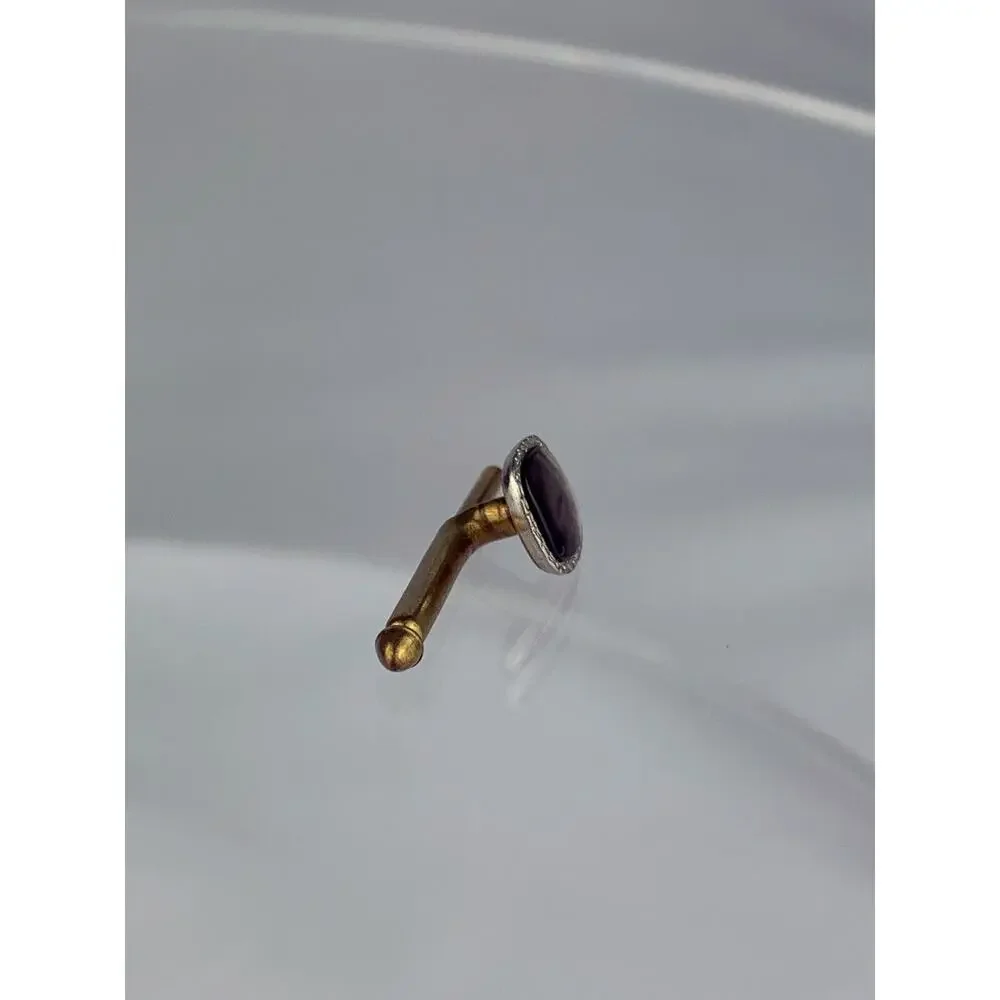 Single Black MOP Pearl 10k Gold Plated Tuxedo Shirt Stud Swank Square Vintage